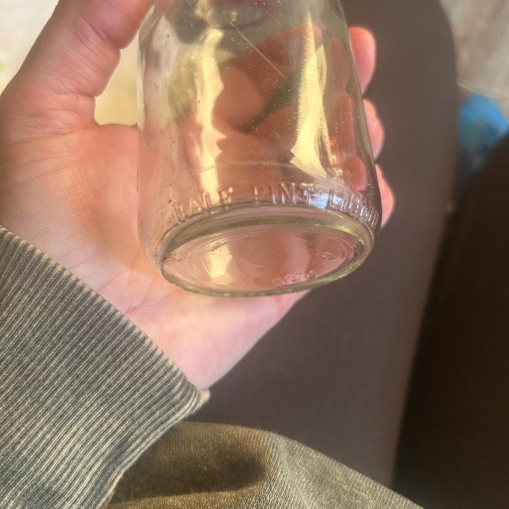 Vintage 1/2 Pint Liquor bottle-Embossed 👆 1930’s-1950’s-Rustic Decor 6” tall 3”